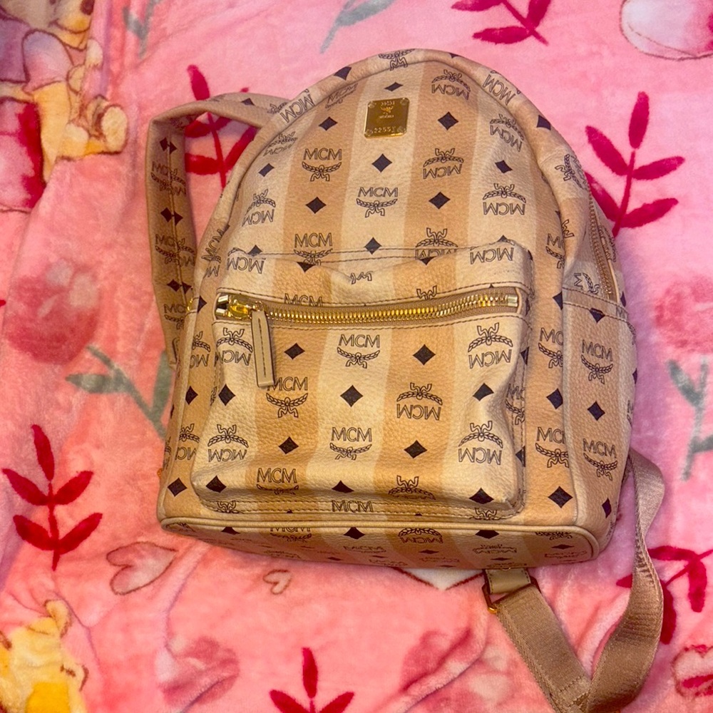 MCM Beige Monogram Backpack